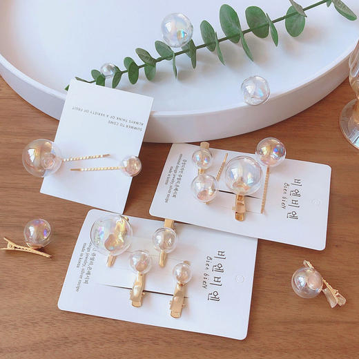 【6只装】泡泡发夹可爱少女心一字夹子头饰网红超仙侧边刘海发夹学生头饰女 商品图3