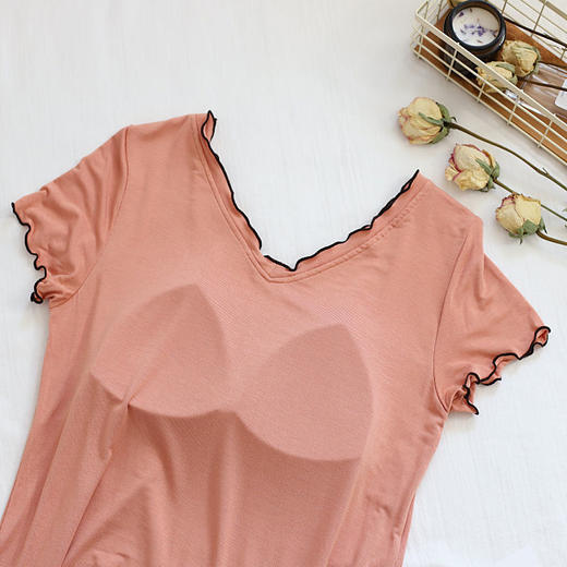 莫代尔睡裙女短袖夏天薄款弹力甜美少女200斤大码5XL家居服带胸垫 商品图7