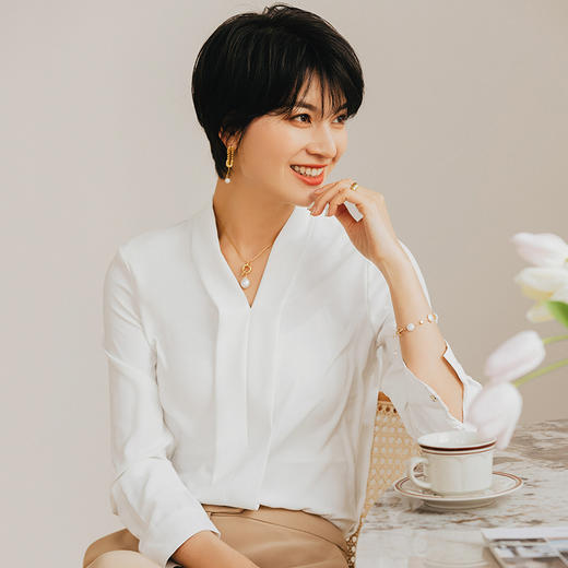 气质白色长袖衬衫女春季时尚百搭西装职业装正装衬衣工作服 商品图4