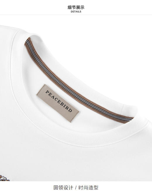 太平鸟男装 新款圆领刺绣时尚短袖T恤潮流B1DAB2313 商品图2