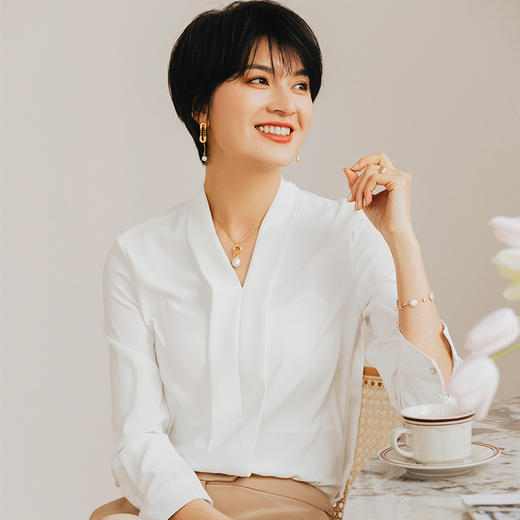 气质白色长袖衬衫女春季时尚百搭西装职业装正装衬衣工作服 商品图3