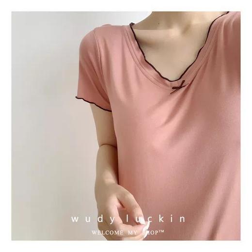 莫代尔睡裙女短袖夏天薄款弹力甜美少女200斤大码5XL家居服带胸垫 商品图3