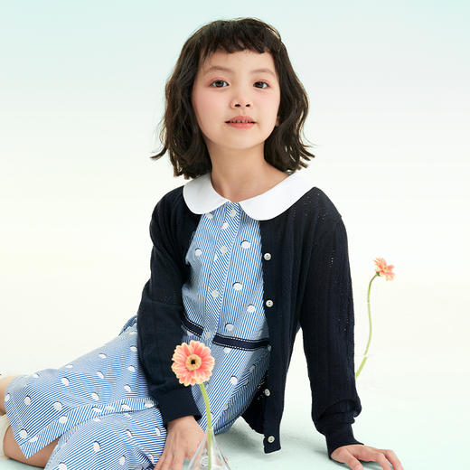 mettekids儿童开衫2022春季新款打底洋气时髦女童可爱外穿针织衫 商品图2