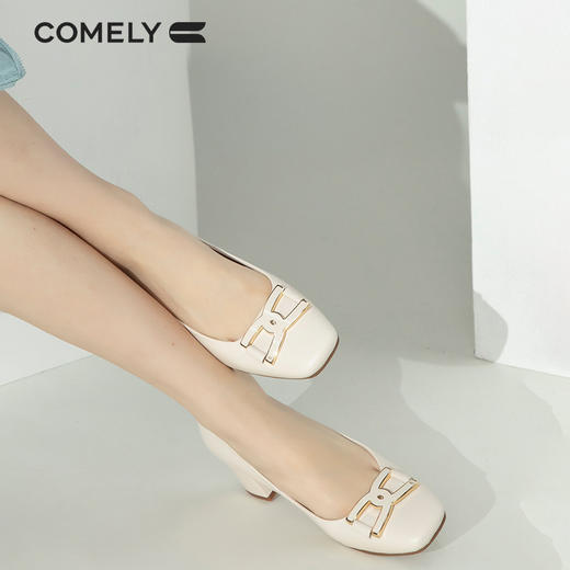 康莉2022年春季新款中跟舒适羊皮浅口工作鞋KYQ21005 商品图1