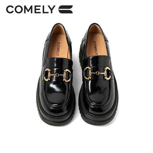 康莉乐福鞋女2022年春季新款增高厚底一脚蹬复古英伦风小皮鞋KLN21252 商品图4