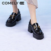 康莉乐福鞋女2022年春季新款增高厚底一脚蹬复古英伦风小皮鞋KLN21252 商品缩略图1