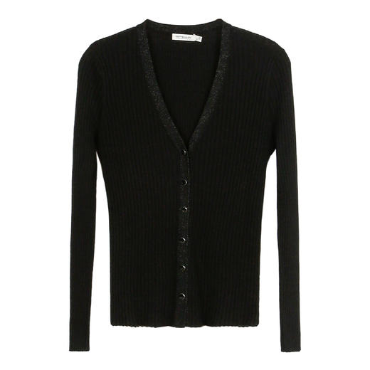 METTE22年春夏新品女士针织开衫时尚V领长袖修身弹力舒适打底衫 商品图5