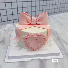 【半翻糖蛋糕】粉嫩蝴蝶结蛋糕
