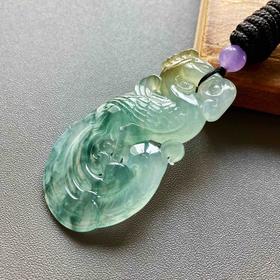 高冰种飘花黄翡俏色翡翠凤凰鸿运当头