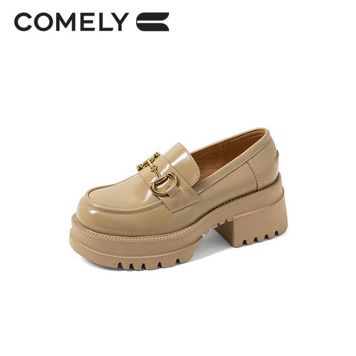 康莉乐福鞋女2022年春季新款增高厚底一脚蹬复古英伦风小皮鞋KLN21252 商品图3