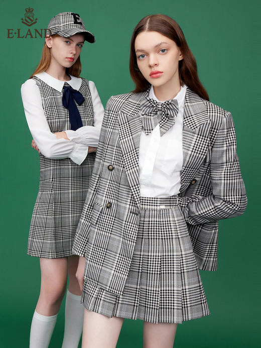 ELAND衣恋2022年春季新款复古简约气质经典格纹学院风西装外套女EEJKC12H2M 商品图0