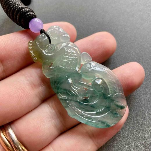 高冰种飘花黄翡俏色翡翠凤凰鸿运当头 商品图5