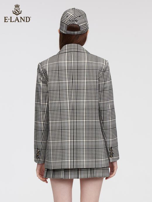 ELAND衣恋2022年春季新款复古简约气质经典格纹学院风西装外套女EEJKC12H2M 商品图2