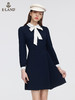 ELAND衣恋2022年春季新款简约优雅小香风藏青色蝴蝶结连衣裙女EEOWC11H1B 商品缩略图0