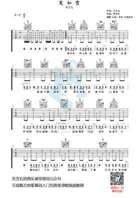 吉他谱：周杰伦《发如雪》