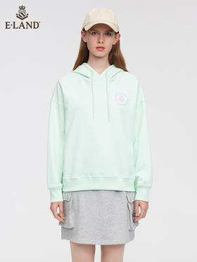ELAND衣恋2022年春季新款原创休闲运动绣花宽松连帽长袖卫衣女EEMTC12E5M