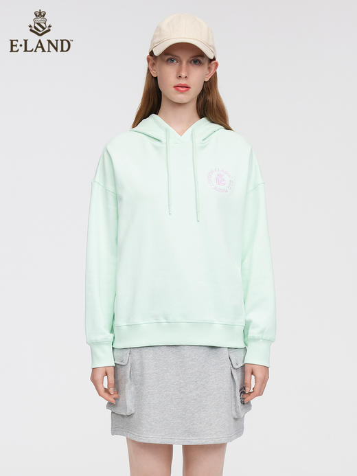 ELAND衣恋2022年春季新款原创休闲运动绣花宽松连帽长袖卫衣女EEMTC12E5M 商品图0