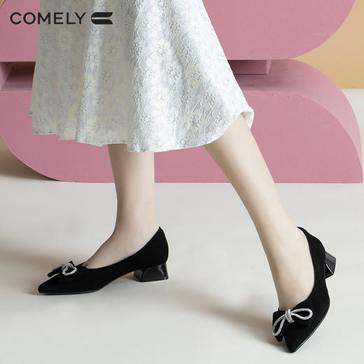 康莉尖头蝴蝶结甜美浅口工作鞋KYQ21059 商品图0