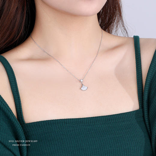 子佩集【贝母杏叶】S925银简约项链【YXS-A2266】 商品图2