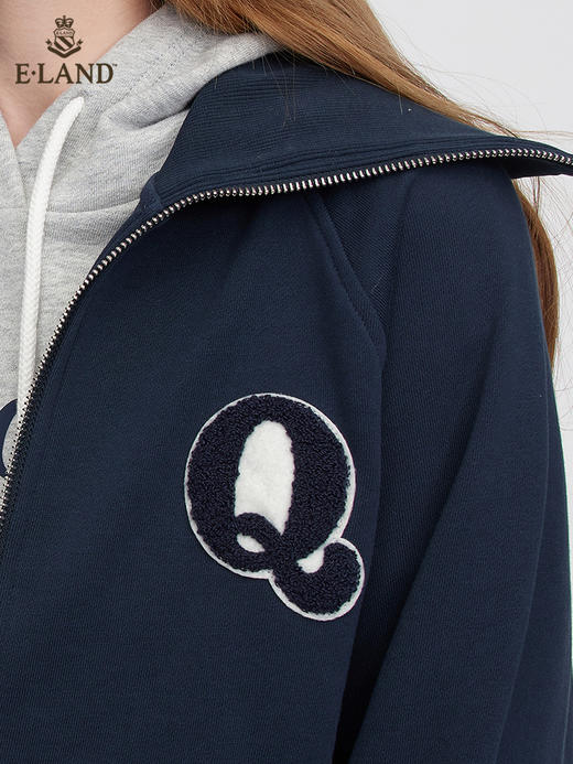 ELAND衣恋2022年春季新款运动风半开纯色“Q”休闲长袖拉链外套女EEMTC12Q2N 商品图4