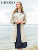 Lagogo拉谷谷2022春季新款翻领中长款双排扣灰驼色风衣女修身外套 LAFF232C43 商品缩略图0