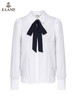 ELAND衣恋2022年春季新款法式小众设计感蝴蝶结领结白色衬衫女EEYWC11H1C 商品缩略图4