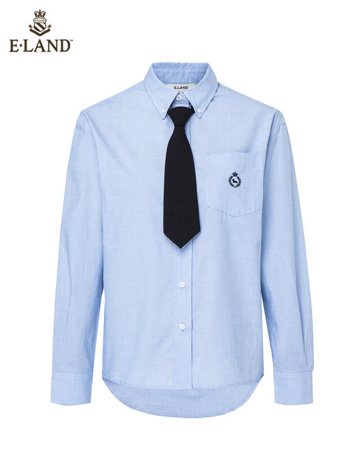 ELAND衣恋2022年春季新款学院风设计感长袖衬衫女EEYWC11H2M 商品图3