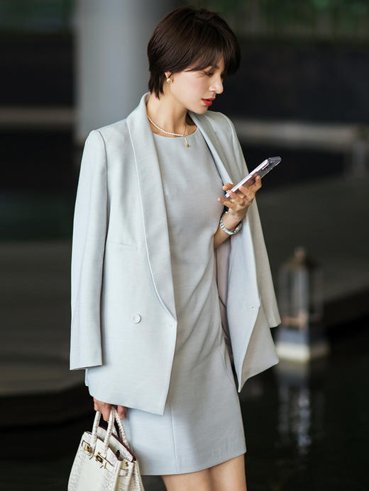 高级感西装外套女春季两件套名媛连衣裙正装气质套裙 商品图4