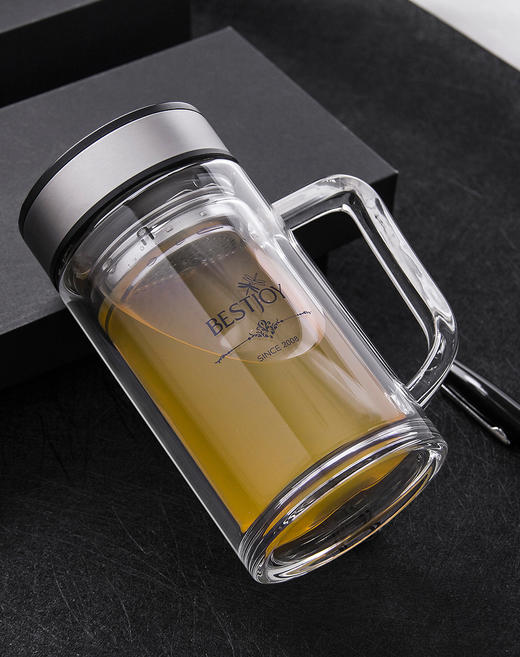 富光拾喜 高硼硅双层办公杯 家用办公茶水杯 350ml BEST06-2010 商品图6