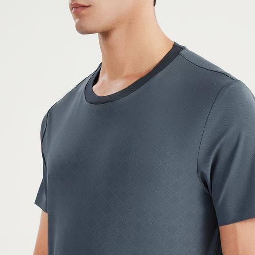 柒牌男装短袖t恤夏季薄款时尚休闲弹力格子提花圆领体恤衫男	122T71640 商品图2