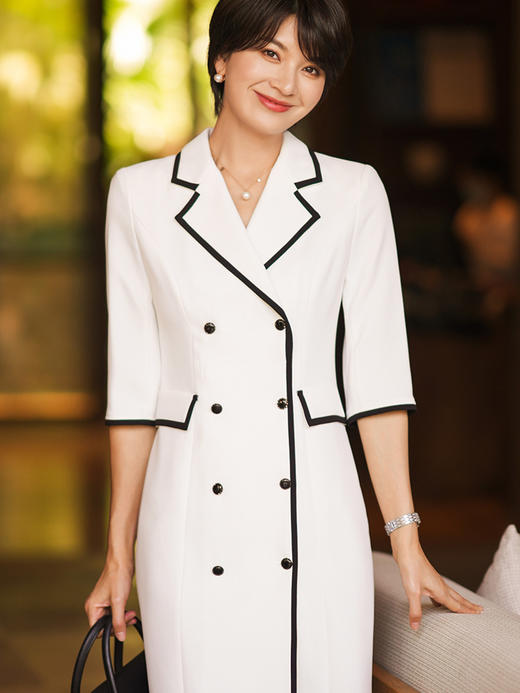 高端职业装连衣裙女2022春装新款七分袖西装领女装气质裙子 商品图3