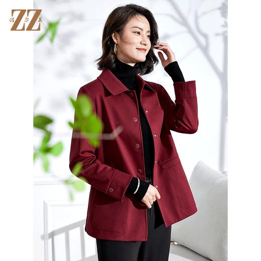 佐尔美2022春季新款气质时尚百搭针织卡其色红色休闲上衣E11FZ14 商品图3