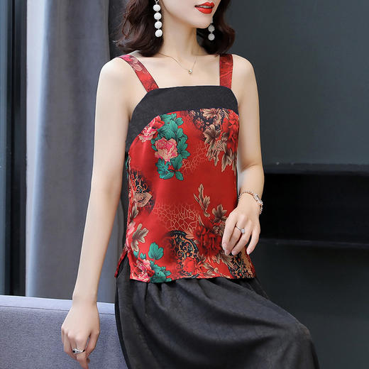 仿香云纱吊带背心时尚内搭无袖打底上衣   AHM-yshy2010 商品图3