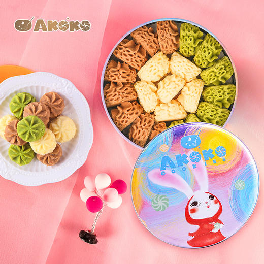 AKOKO经典小花曲奇饼干160g*3盒 商品图2