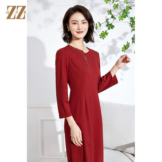 佐尔美2022春夏新款 9分袖气质收腰连衣裙中长女E11LL22 商品图1