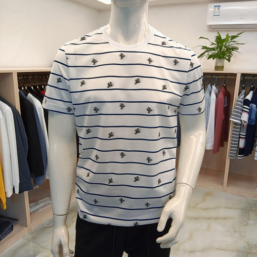 夏季白色个性潮流条纹印花短袖T恤   DXYDT2110839 商品图0