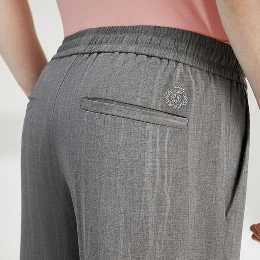 【特价】柒牌休闲裤男时尚青年百搭春夏新款中灰色松紧腰束脚裤便装九分裤	122H71690 商品图2