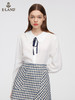 ELAND衣恋2022年春季新款洋气小众设计感系带领结通勤白色衬衫女EEBWC12H3C 商品缩略图0