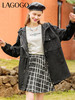 Lagogo拉谷谷2022春季新款连帽字母黑色风衣女中长款 LAFF232A50 商品缩略图0