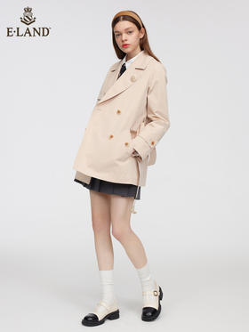 ELAND衣恋2022年春季新款简约百搭小清新双排扣腰带西装领风衣女EEJTC12H1C