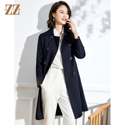 佐尔美春新款气质长款经典束腰双排扣英伦长风衣E13FC19 商品图2
