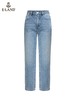 ELAND衣恋2022年春季新款小个子休闲百搭显瘦直筒纯色牛仔裤女EETJC11H4C 商品缩略图3