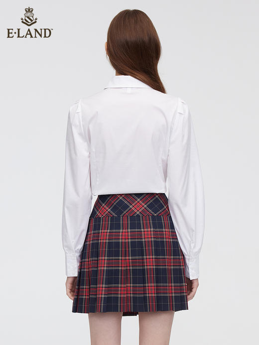ELAND衣恋2022年春季新款法式小众设计感蝴蝶结领结白色衬衫女EEYWC11H1C 商品图3