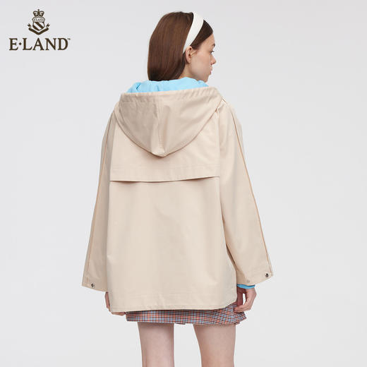 ELAND 2022春季新款韩版连帽小个子宽松短款风衣外套女EEJAC12Q1N 商品图2