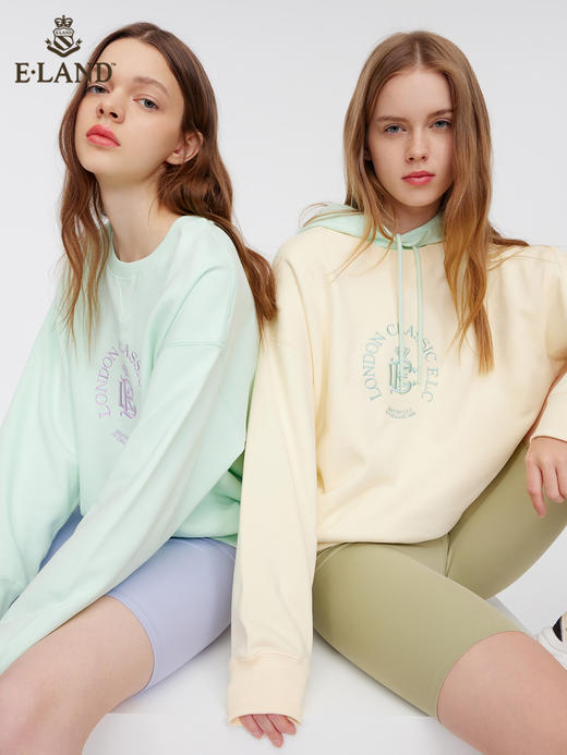 ELAND衣恋2022年春季新款小众洋气宽松设计感字母徽章圆领卫衣女EEMTC12E4M 商品图0