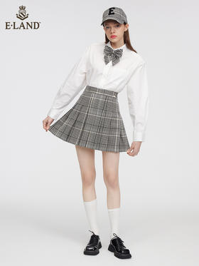 ELAND衣恋2022年春季新款洋气设计感蝴蝶领结通勤白色长袖衬衫女EEYWC12H1C