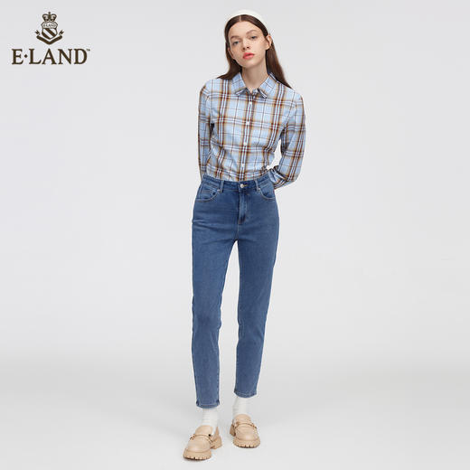 ELAND简约纯色修身小脚裤牛仔裤EETJC11E1C 商品图0