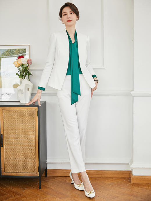 白色西装套装女秋冬职业正装面试套裙时尚气质高端酒店经理工作服 商品图3