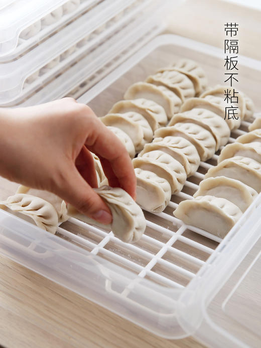 日本霜山家用速冻水饺盒饺子盒冻饺子馄饨盒厨房冰箱保鲜收纳盒 商品图1