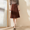 剩S 米思阳2024秋季新款通勤休闲深咖色半身裙扣子点缀a字直筒裙0787 商品缩略图2